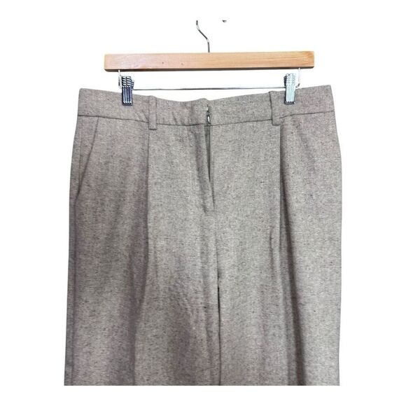 Mng By Mango Womens Wide Leg Pants khaki Mid Rise Pockets Flat Front size 10 - Picture 3 of 7